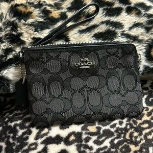 Women’s coach, wallet, black, and gray